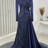 Abendkleid mit Blättermuster - RZYPR1208