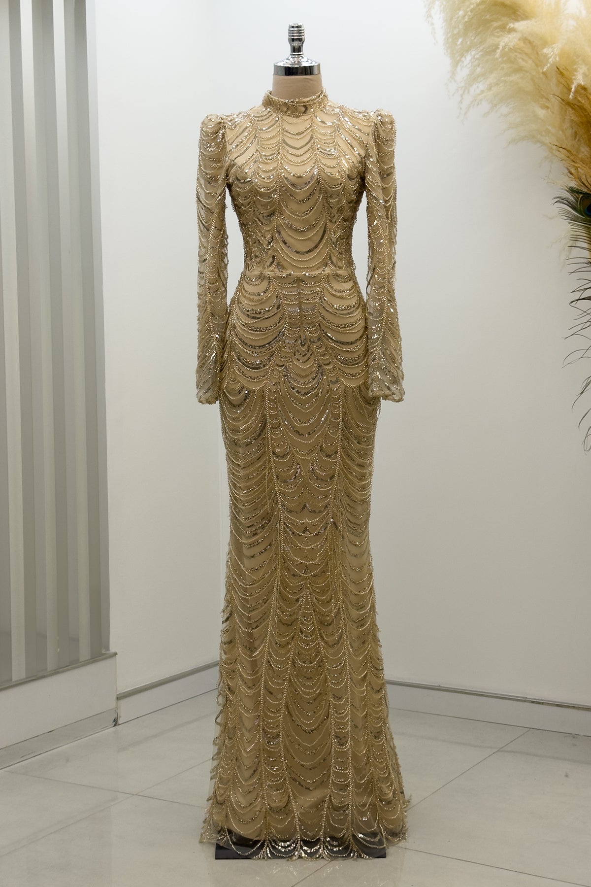 Melinda Tesettür Abiye - Gold