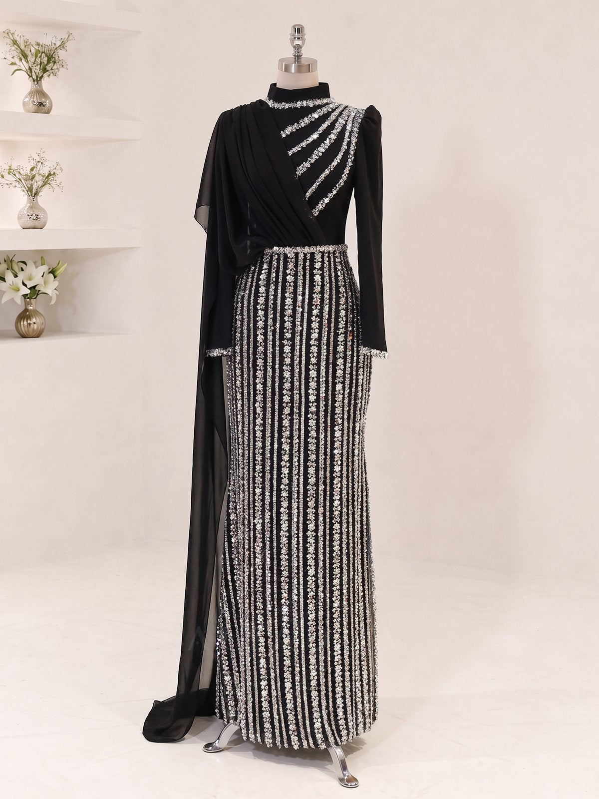 Robe de Soirée Velora Détail en Chiffon - RZVLR2109