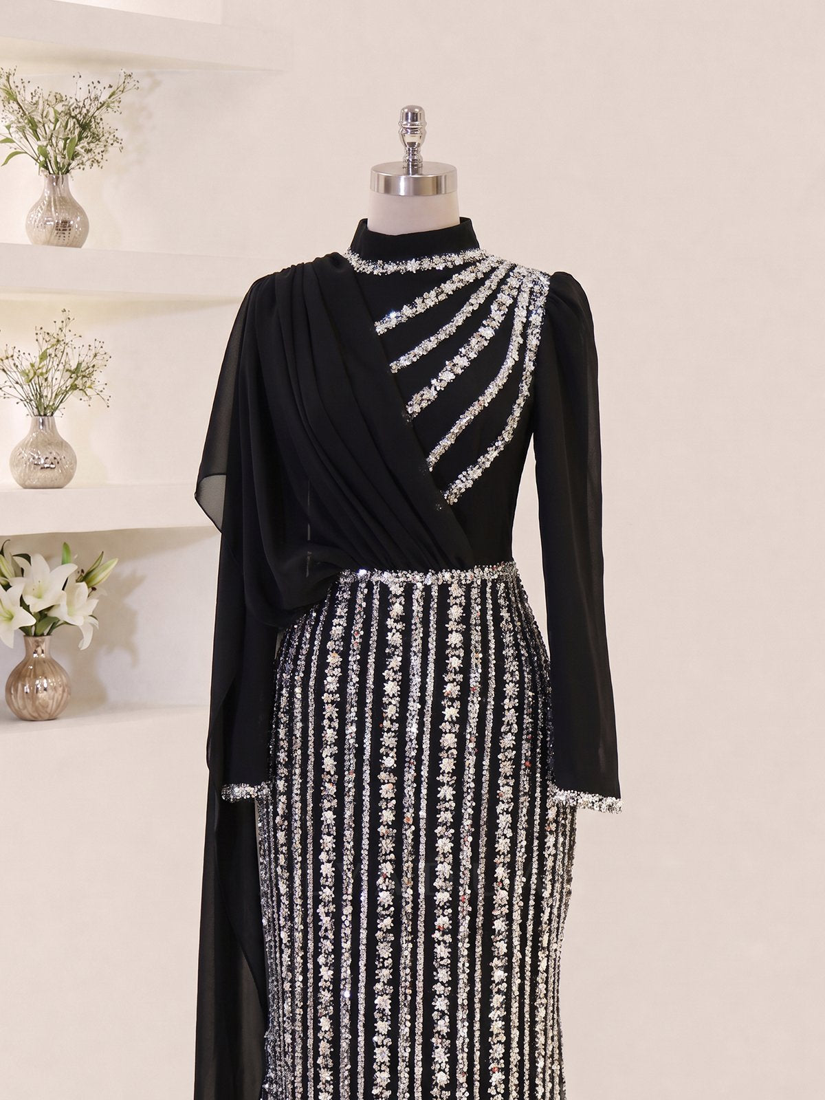 Robe de Soirée Velora Détail en Chiffon - RZVLR2109