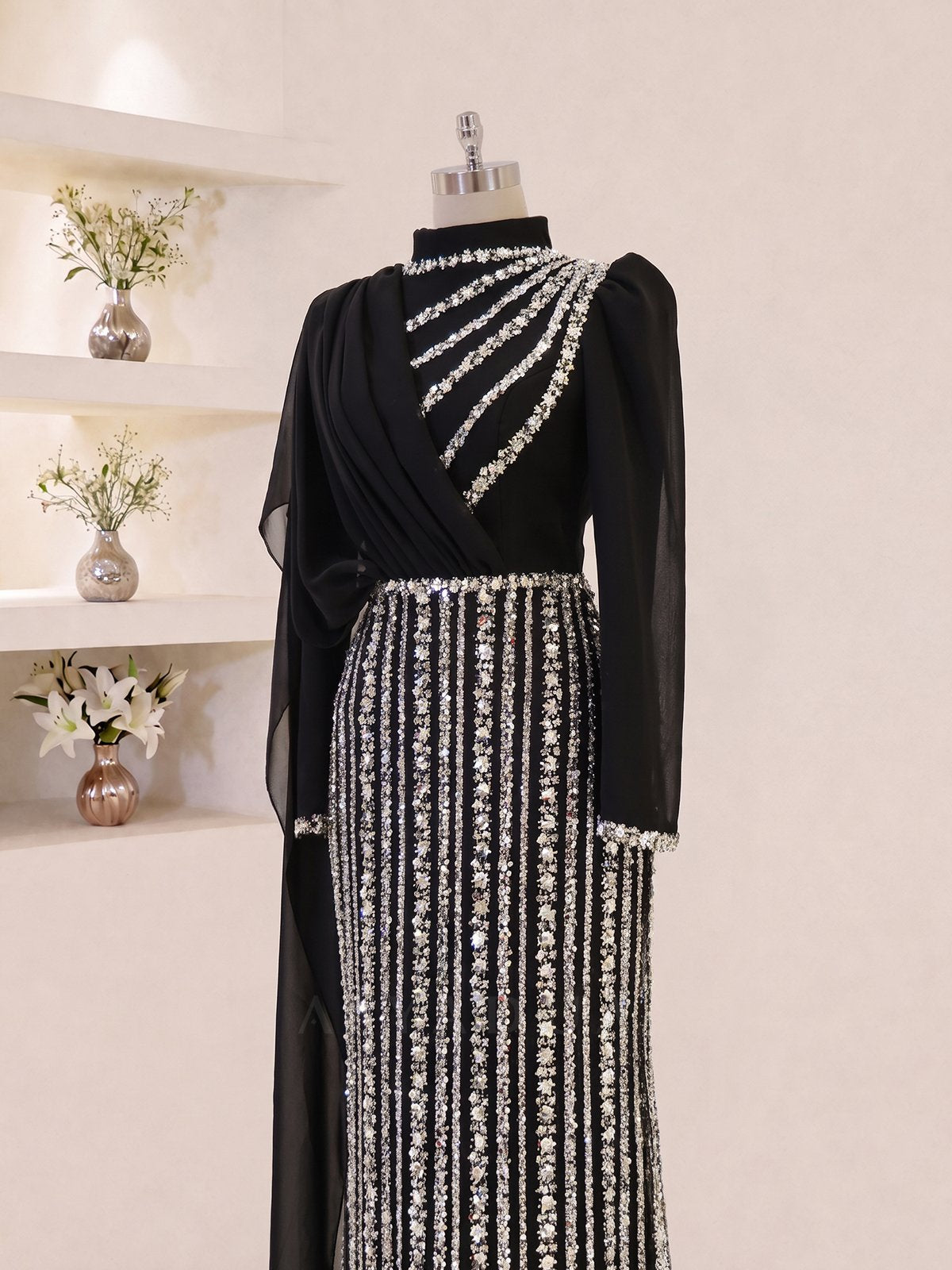 Robe de Soirée Velora Détail en Chiffon - RZVLR2109