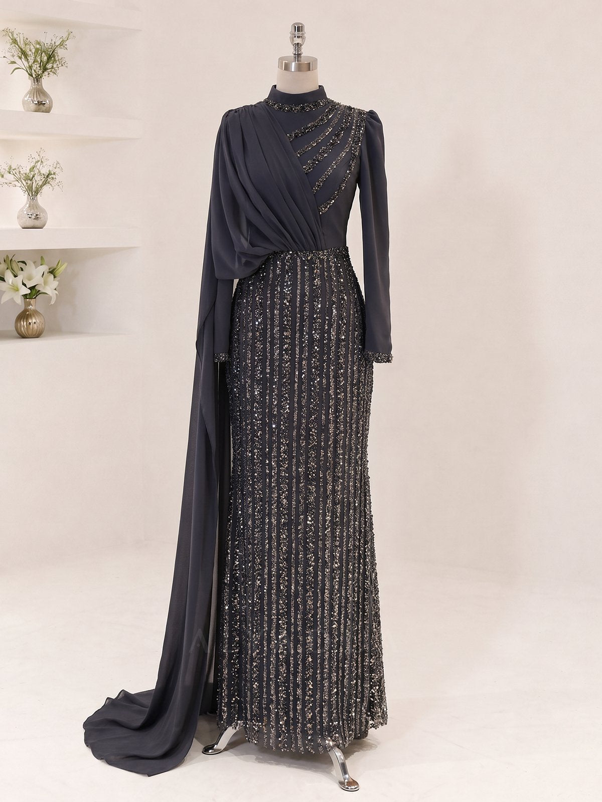 Robe de Soirée Velora Détail en Chiffon - RZVLR2109