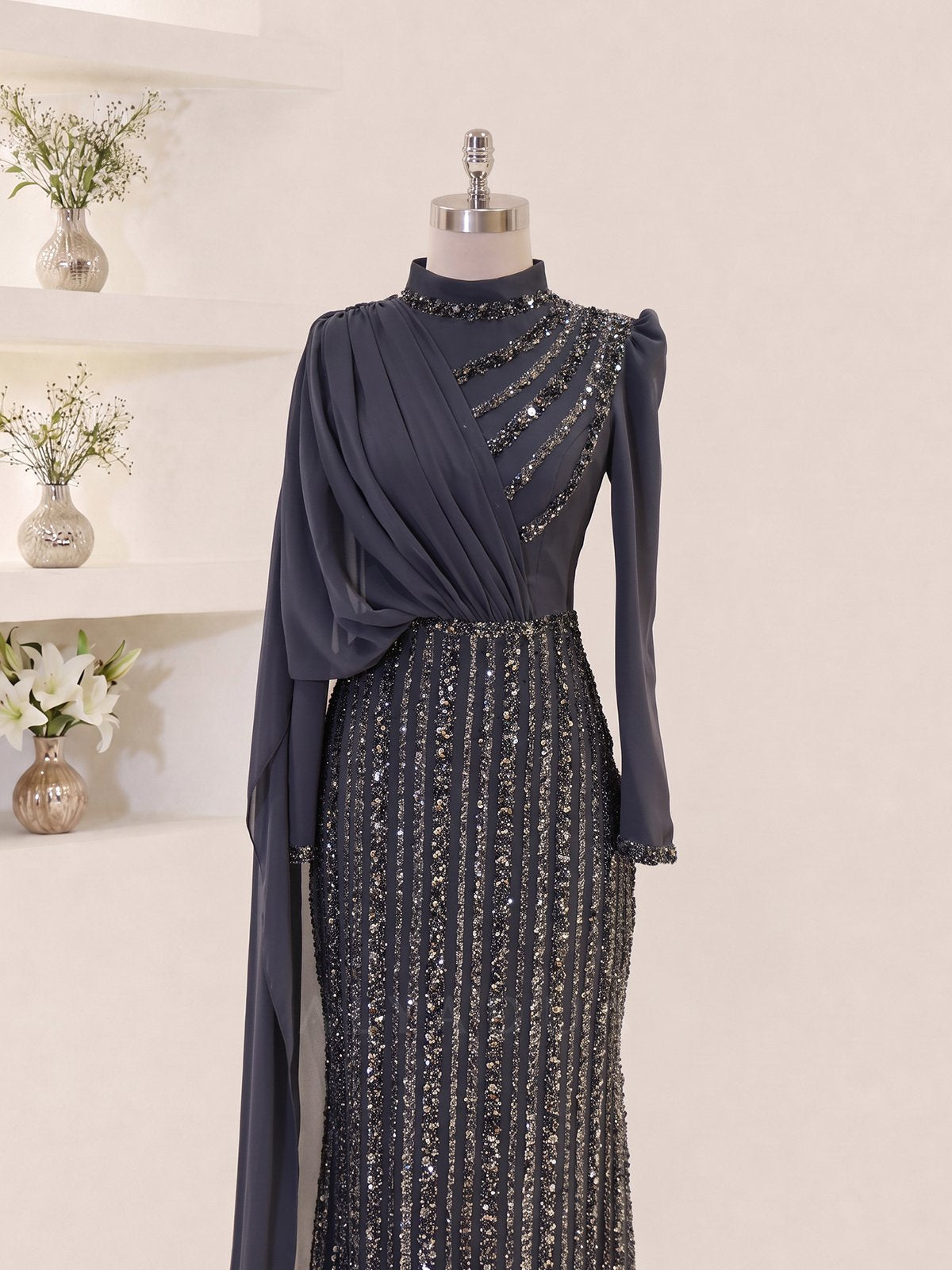 Robe de Soirée Velora Détail en Chiffon - RZVLR2109