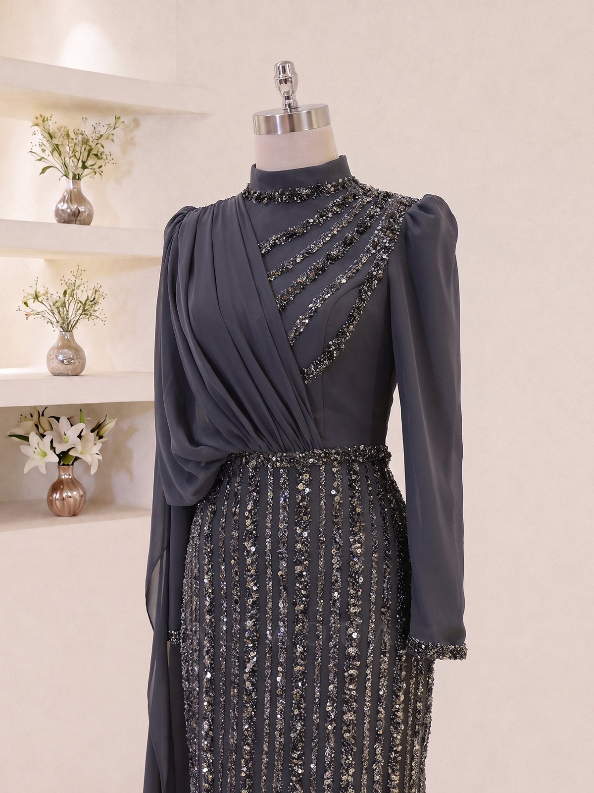 Robe de Soirée Velora Détail en Chiffon - RZVLR2109