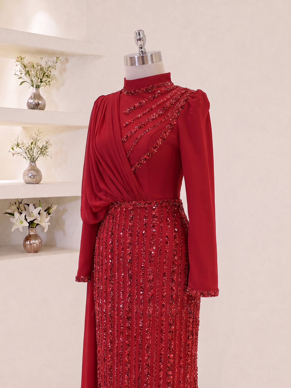 Robe de Soirée Velora Détail en Chiffon - RZVLR2109