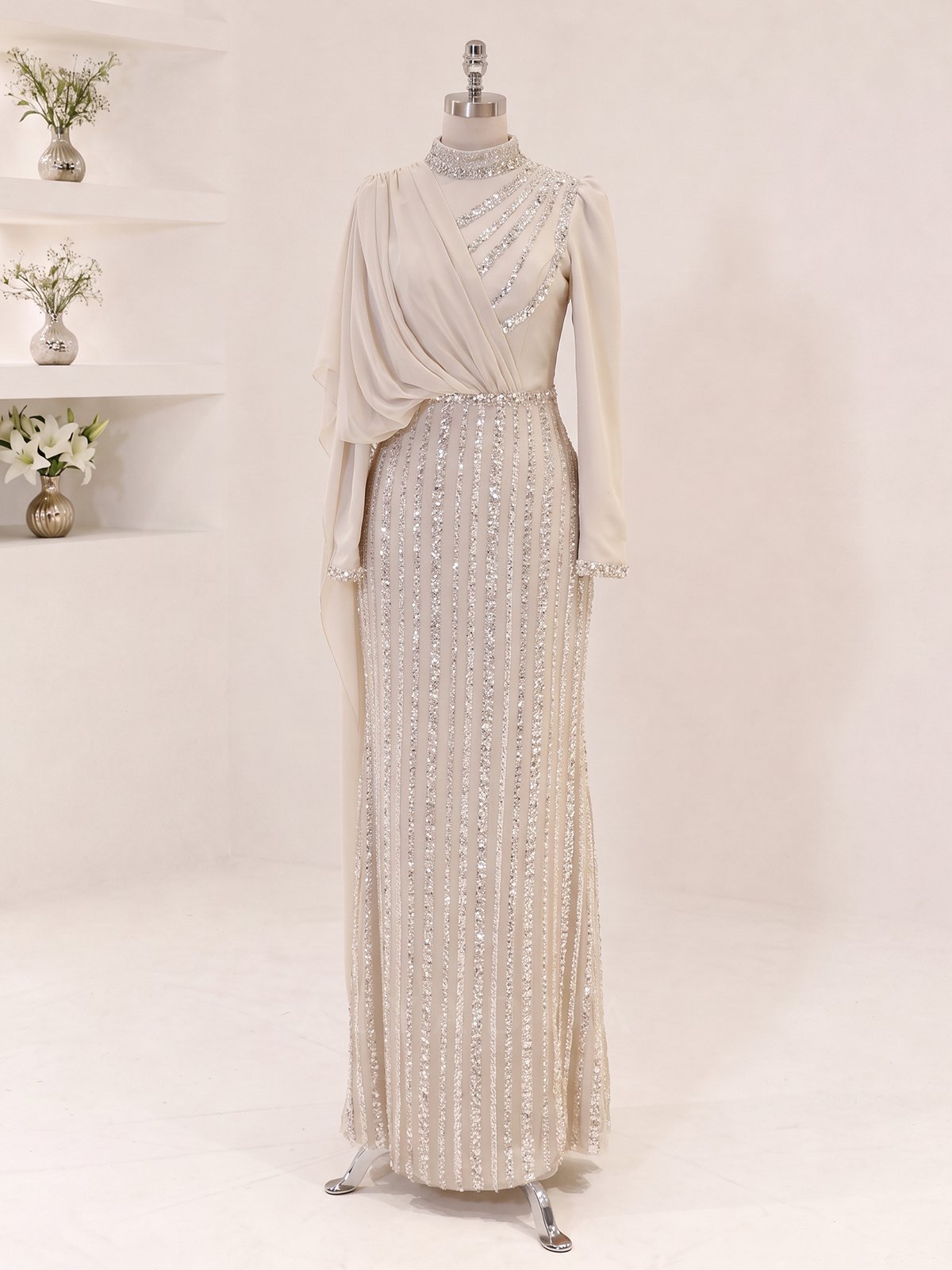 Robe de Soirée Velora Détail en Chiffon - RZVLR2109