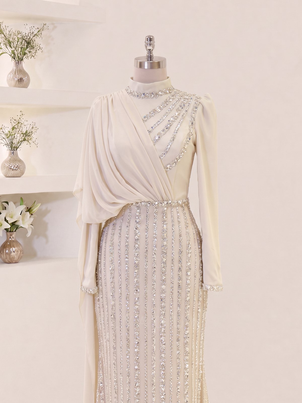 Robe de Soirée Velora Détail en Chiffon - RZVLR2109