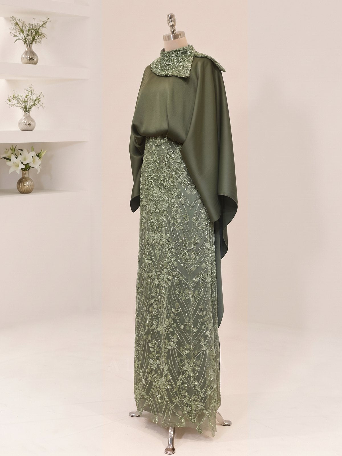 Lunessa Asymmetric Neckline Detail Evening Dress