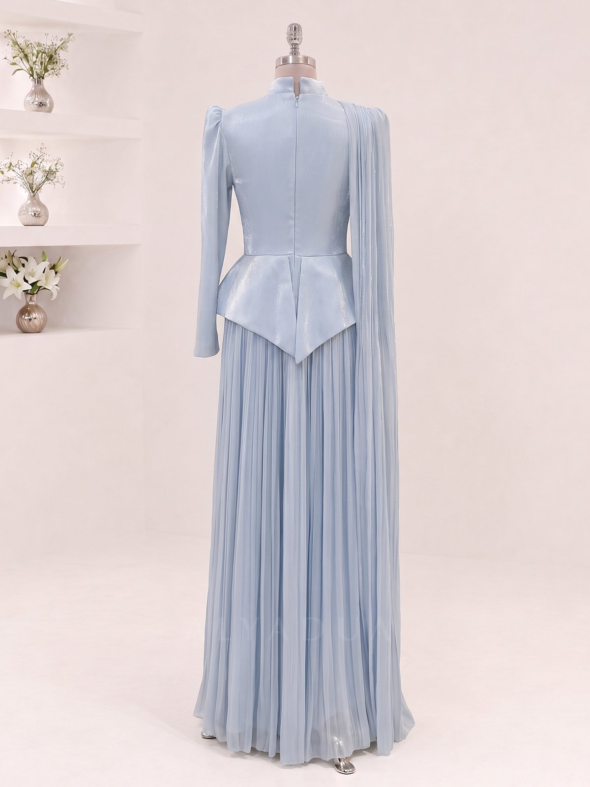 Eloria Modest Evening Dress with Floral Details