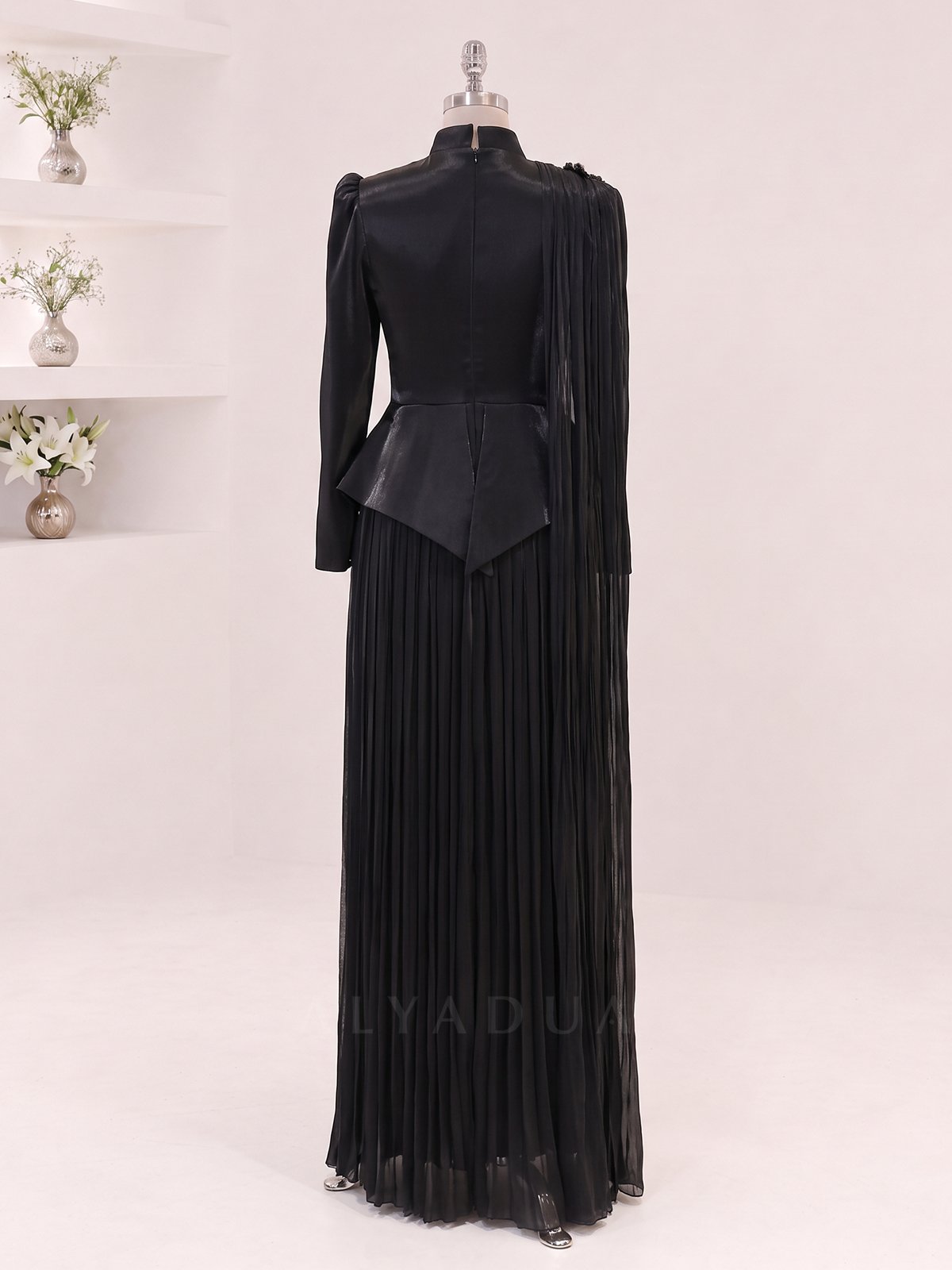 Eloria Modest Evening Dress with Floral Details