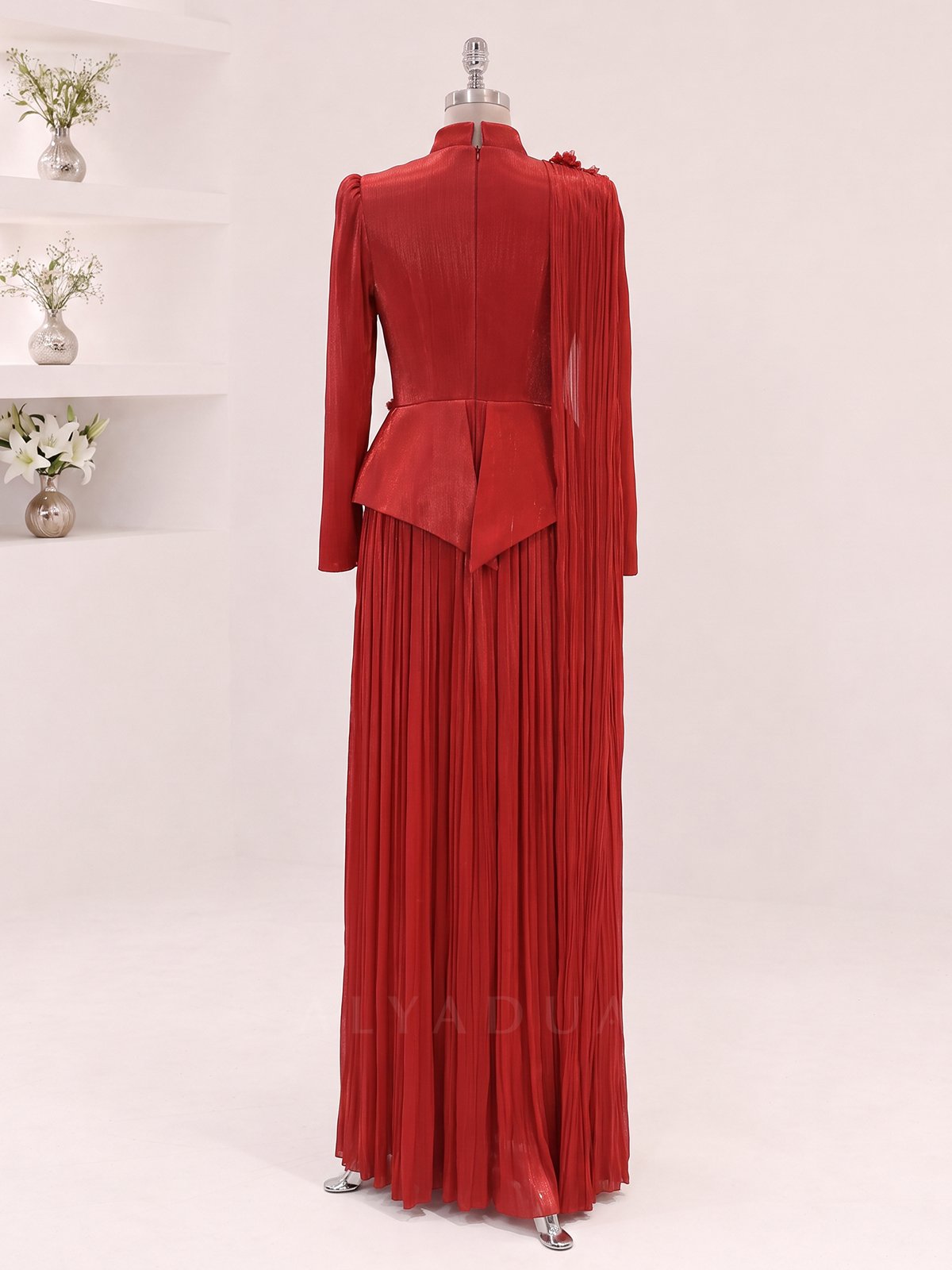 Eloria Modest Evening Dress with Floral Details