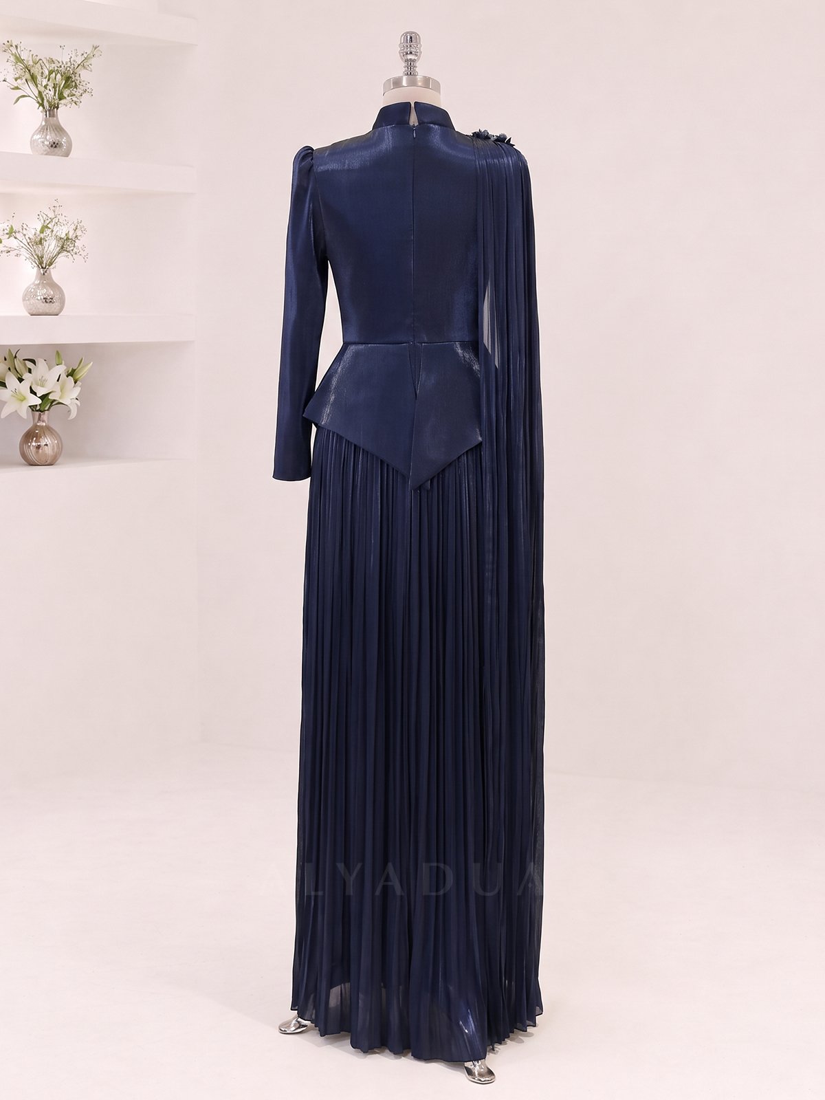 Eloria Modest Evening Dress with Floral Details