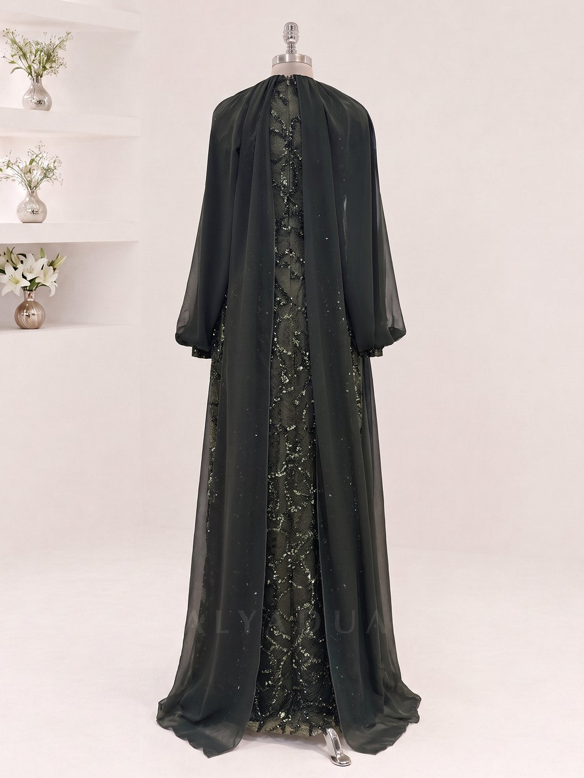 Chiffon Detailed Velmira Modest Evening Dress