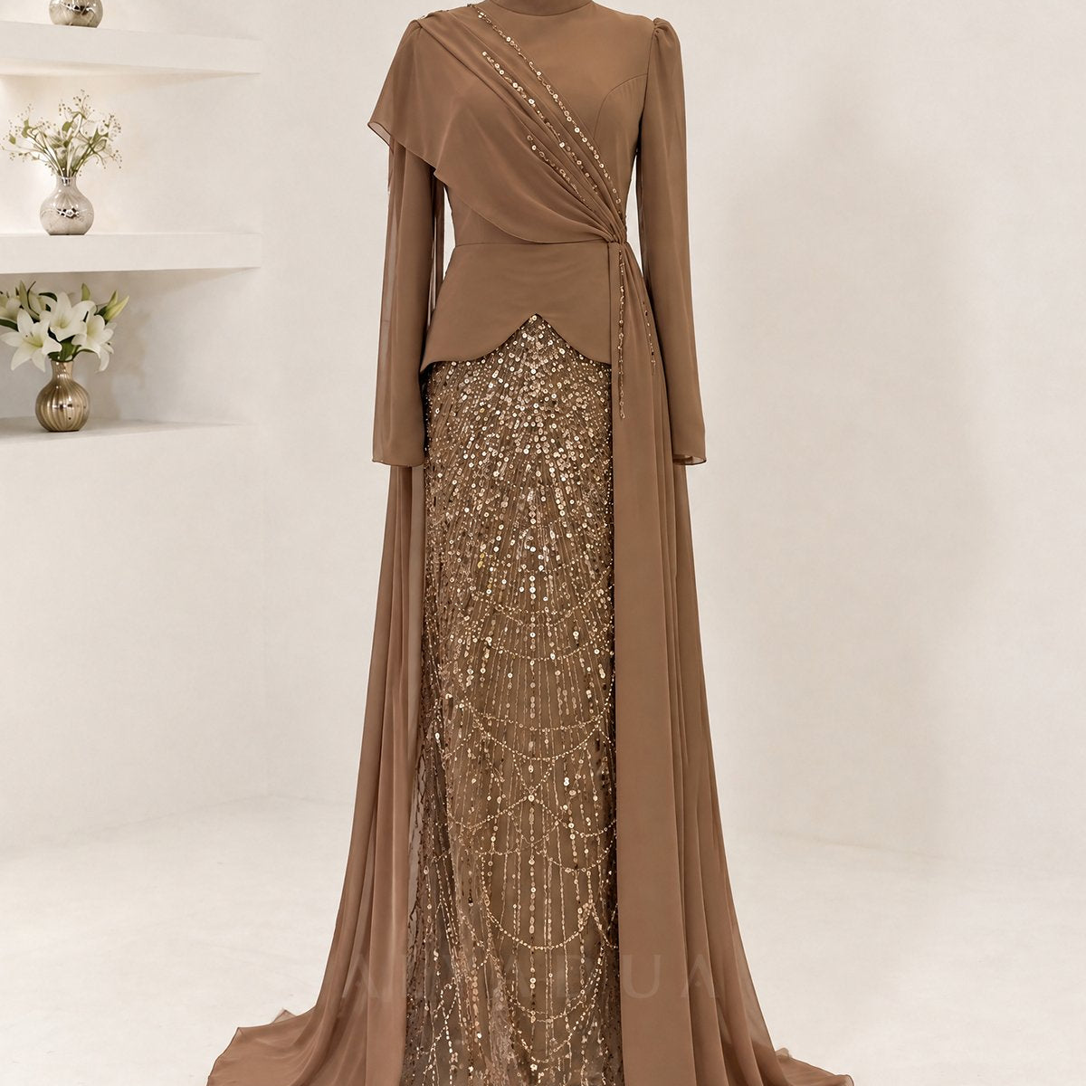 Draped Detail Alvera Evening Dress