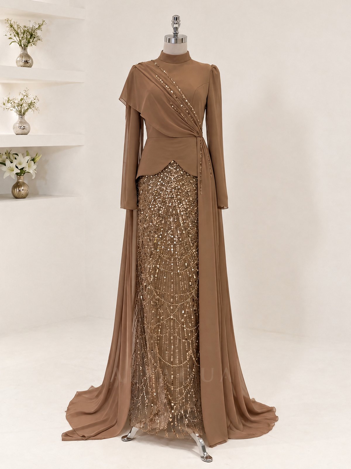 Draped Detail Alvera Evening Dress