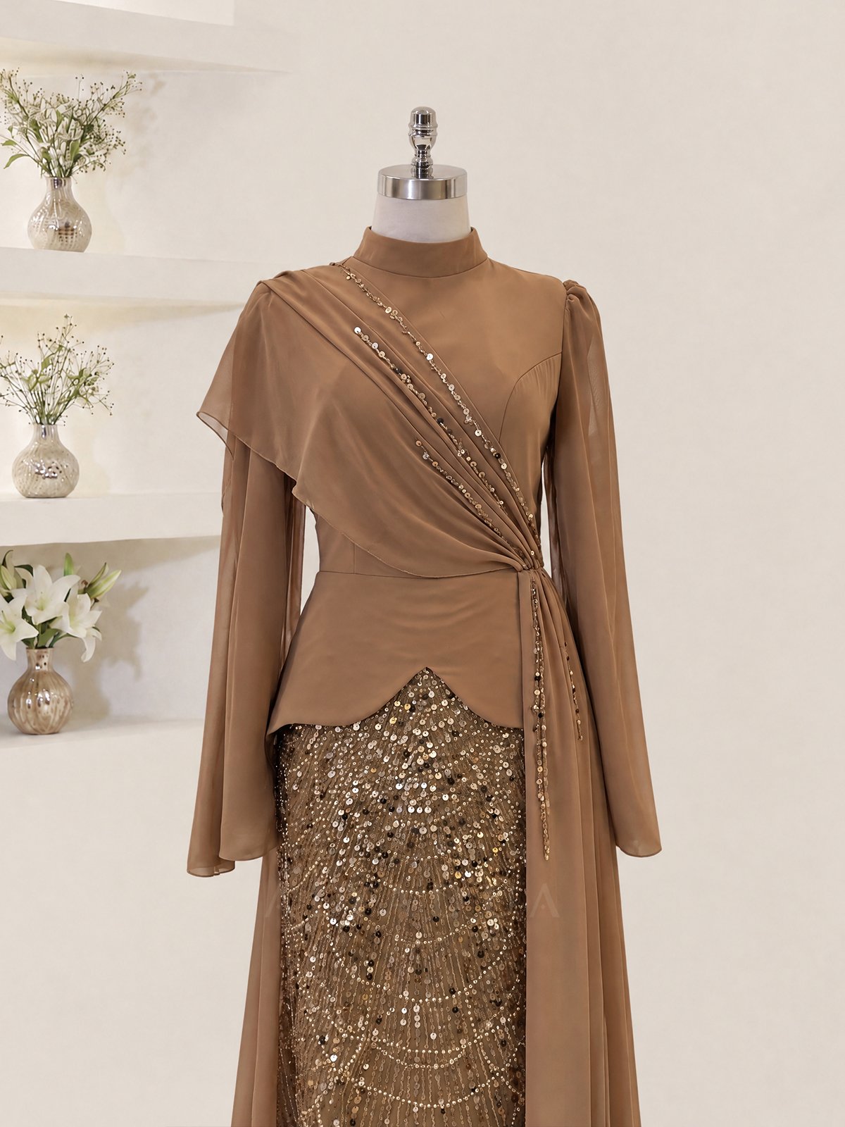 Draped Detail Alvera Evening Dress