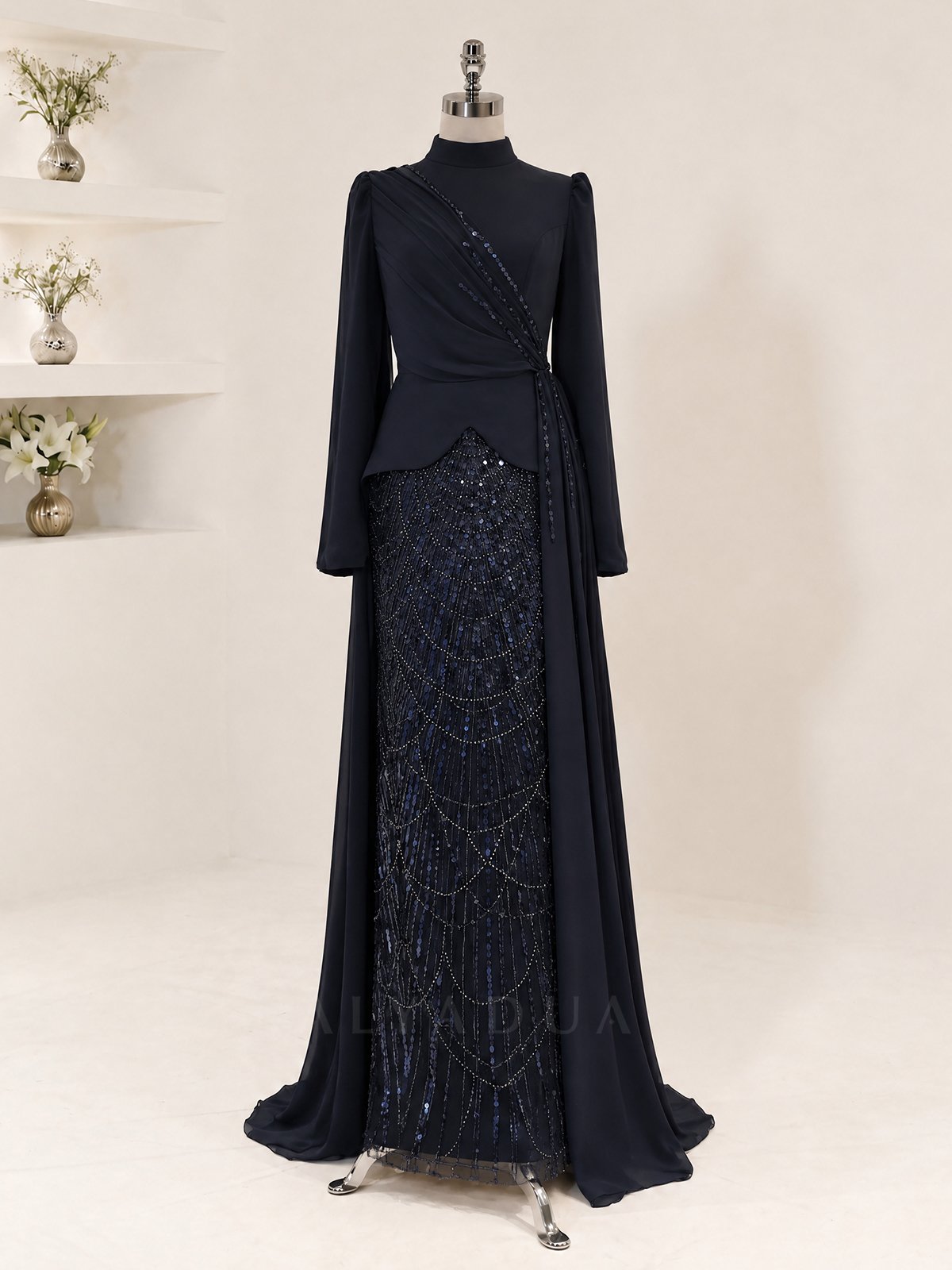 Draped Detail Alvera Evening Dress