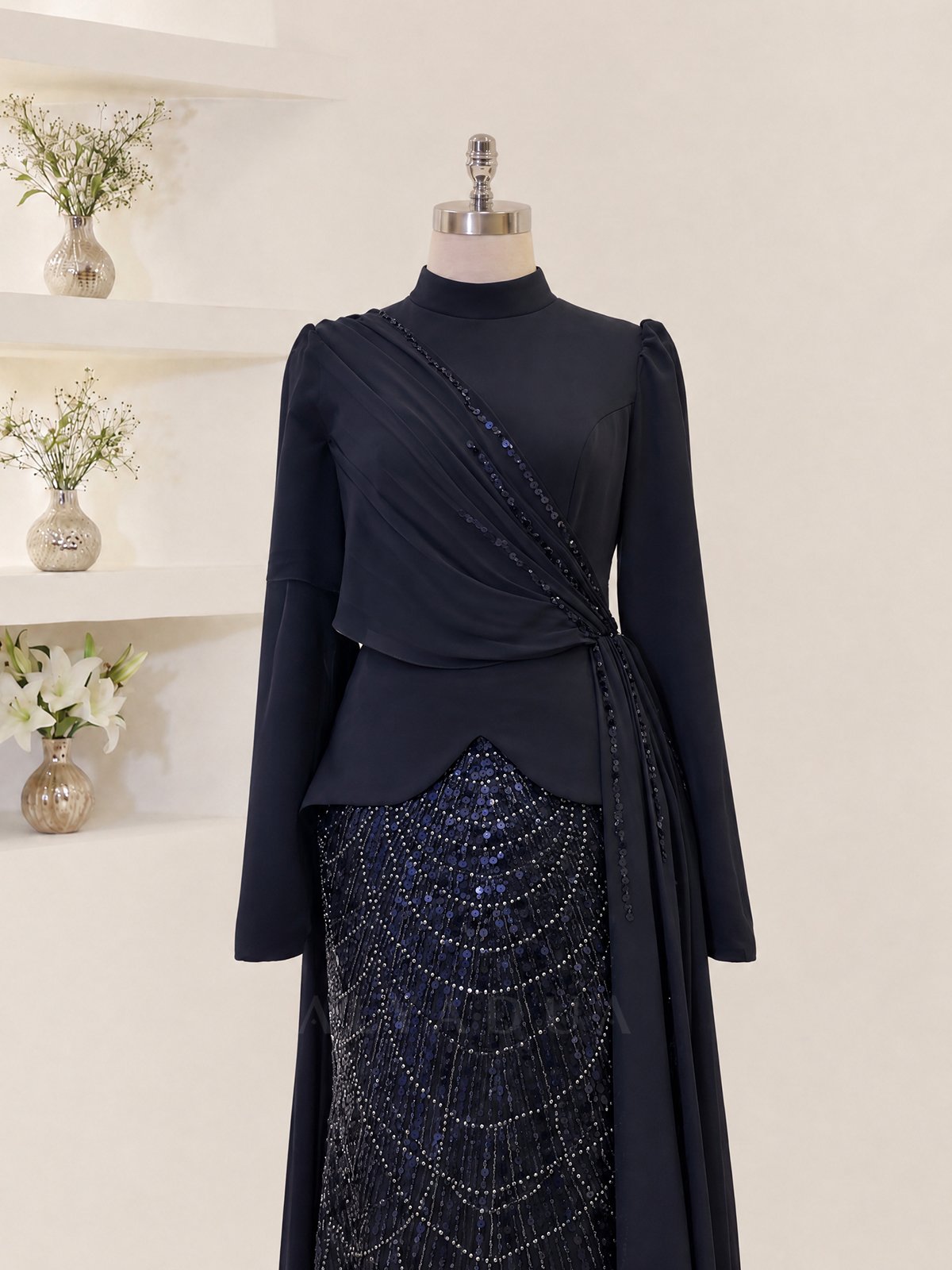 Draped Detail Alvera Evening Dress