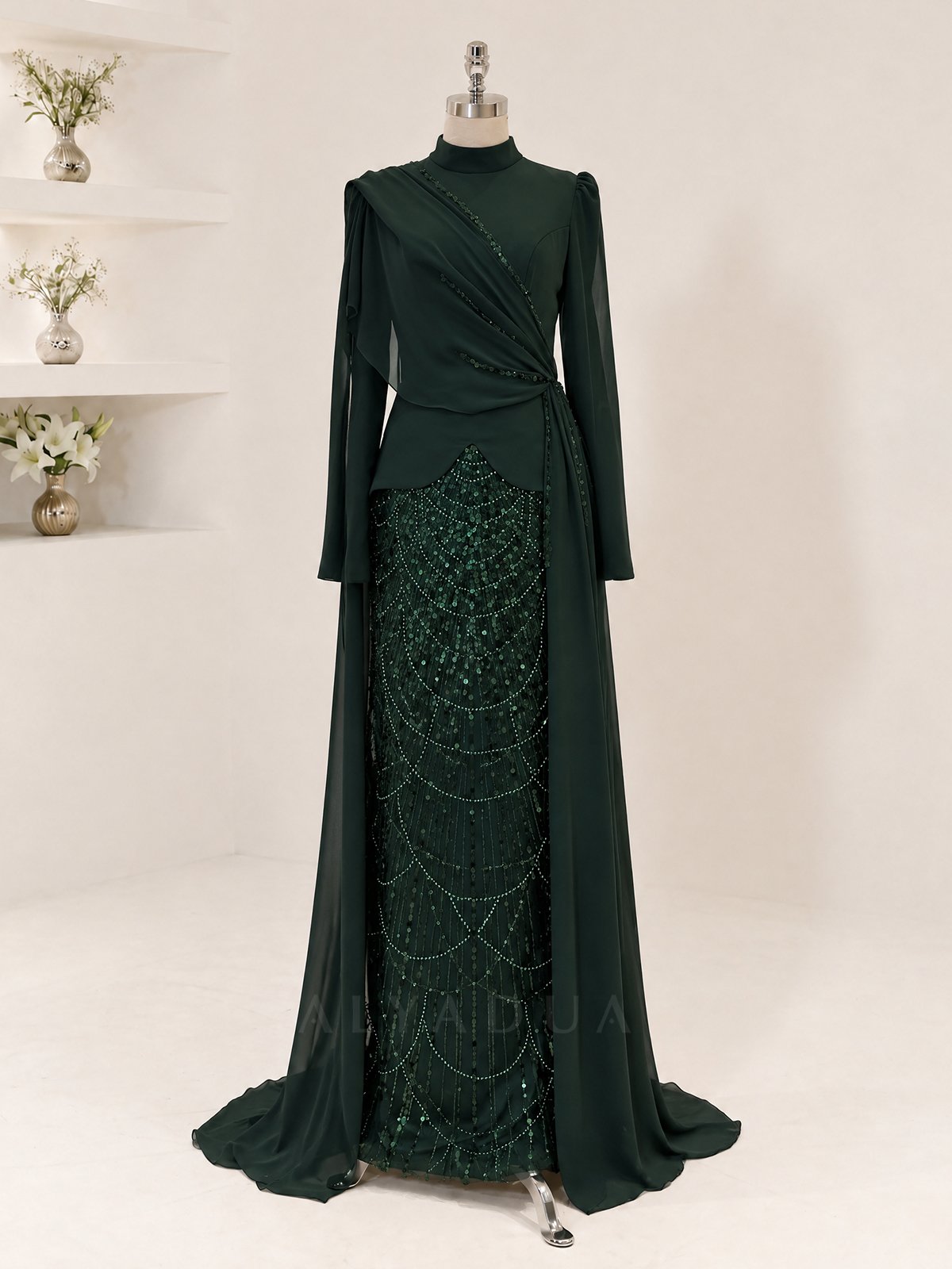 Draped Detail Alvera Evening Dress