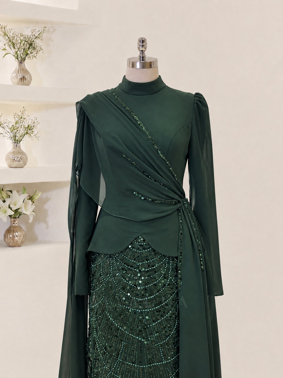 Draped Detail Alvera Evening Dress