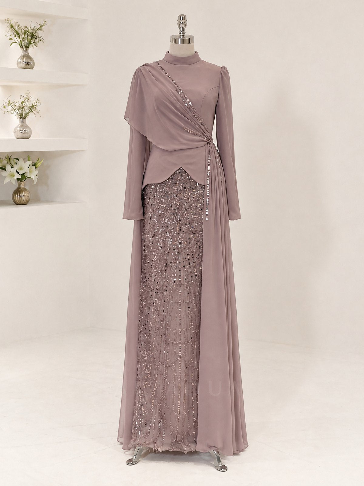 Draped Detail Alvera Evening Dress