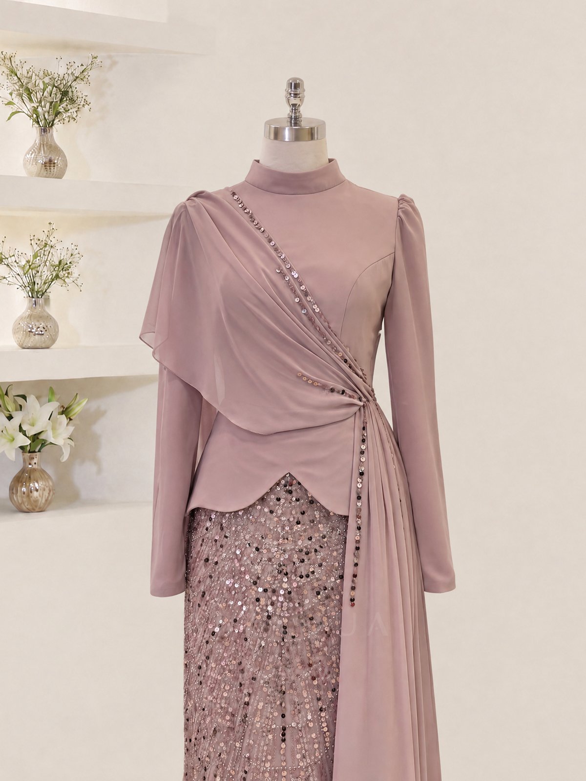 Draped Detail Alvera Evening Dress