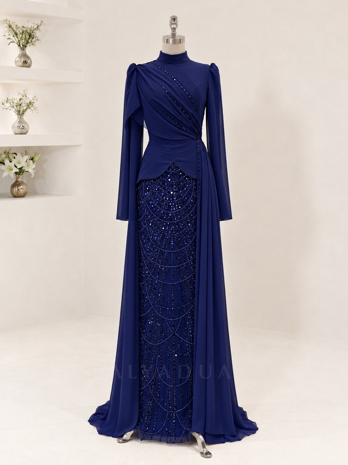 Draped Detail Alvera Evening Dress