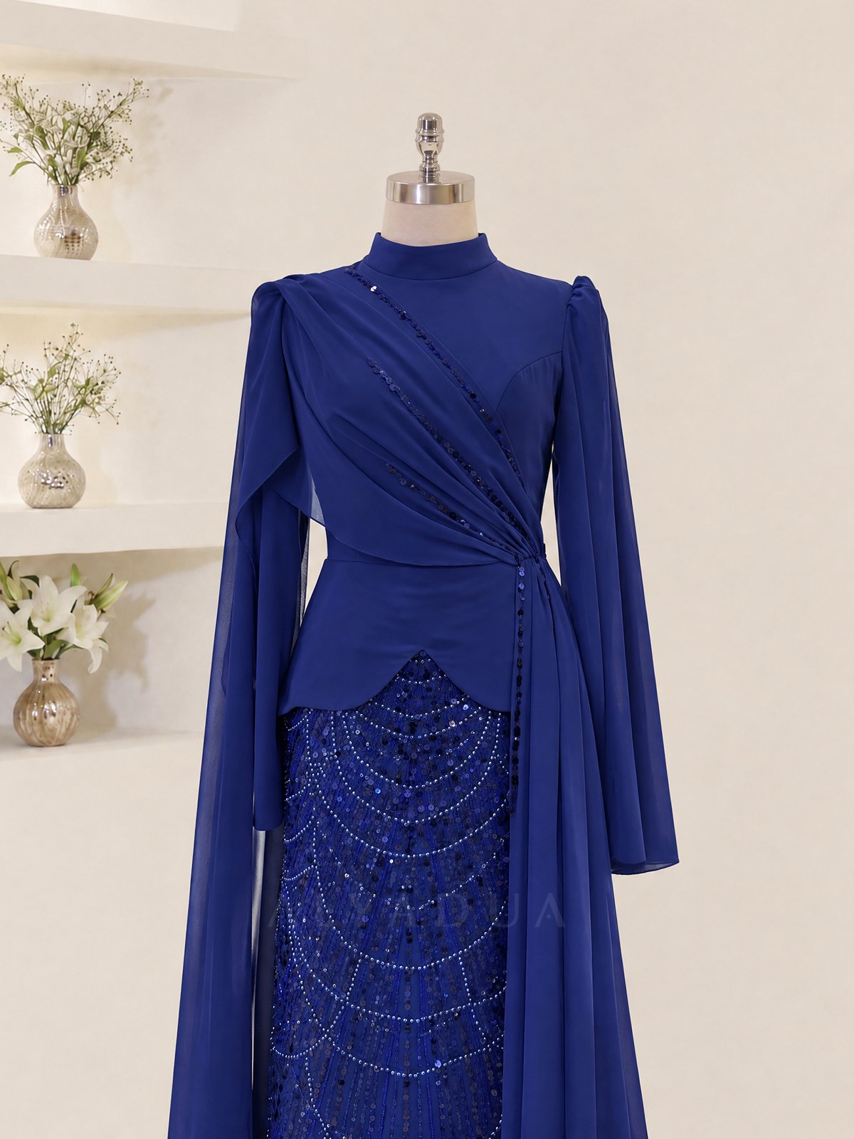 Draped Detail Alvera Evening Dress