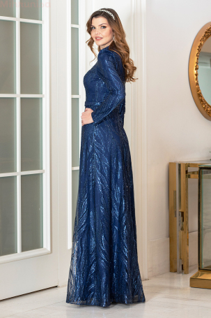 Robe de rêve ornée de pierres et de paillettes - Bleu marine - 2