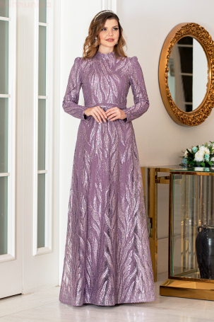 Robe de rêve ornée de pierres et de paillettes - Lilas 